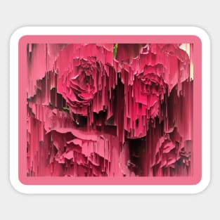 Glitched Deep Pink Roses Sticker